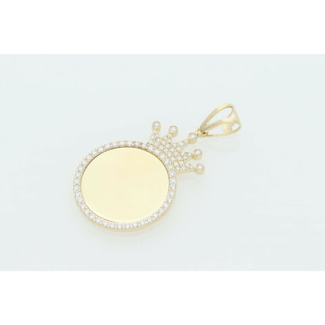 10K Gold & Cz Small Crown Photo Charm W: 3.0
