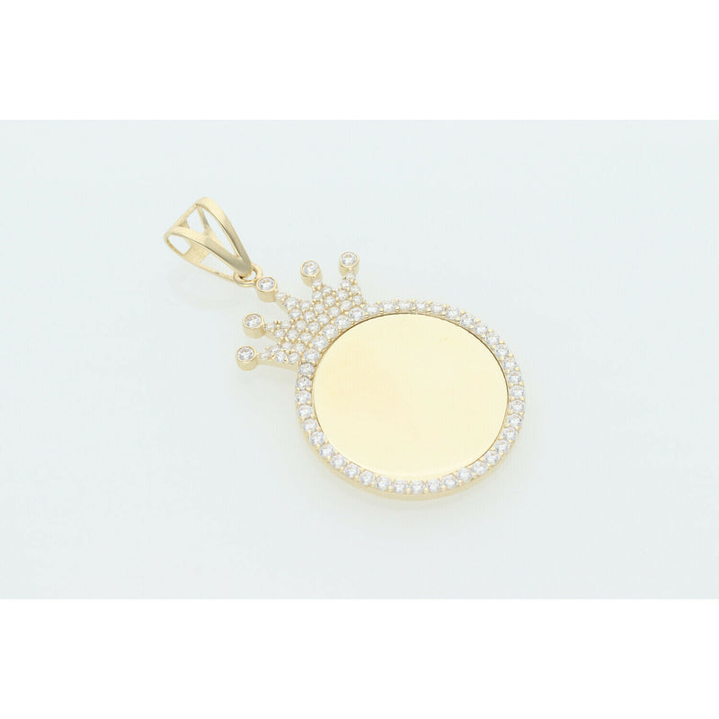 10K Gold & Cz Small Crown Photo Charm W: 3.0