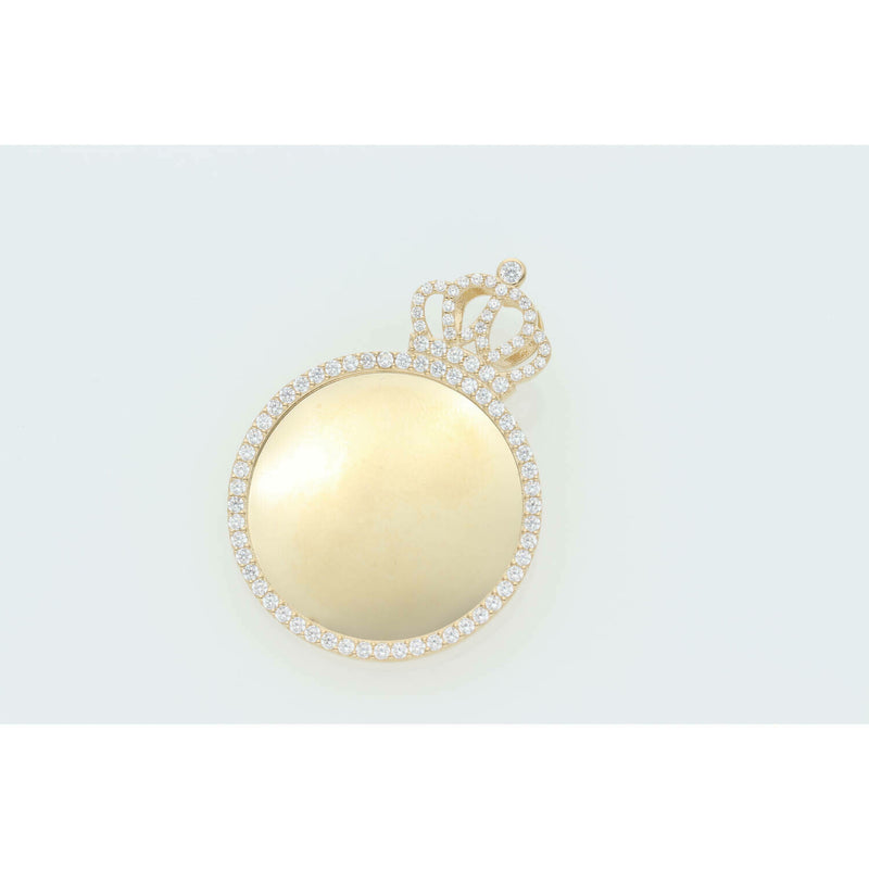 14 Karat Gold Cz Crown Photo Charm Small W:4.8