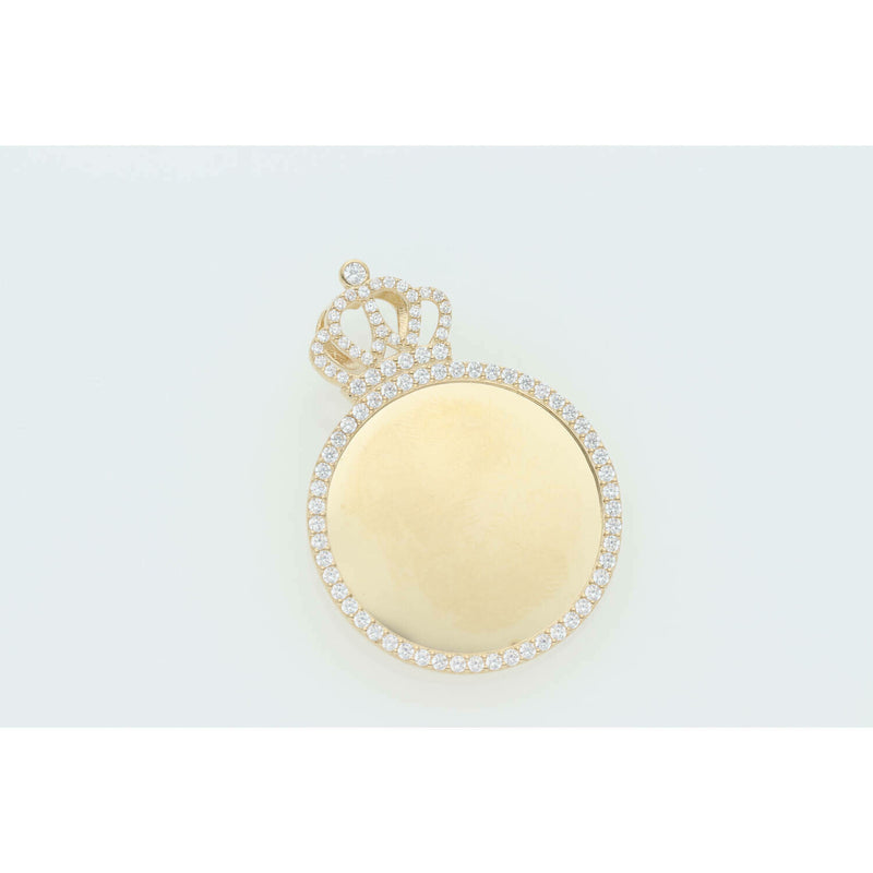 14 Karat Gold Cz Crown Photo Charm Small W:4.8