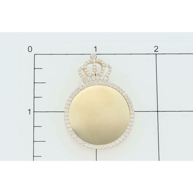 14 Karat Gold Cz Crown Photo Charm Small W:4.8