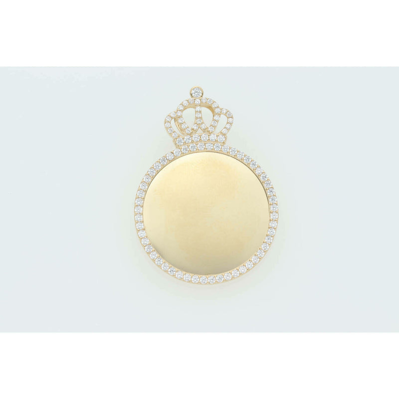 14 Karat Gold Cz Crown Photo Charm Small W:4.8