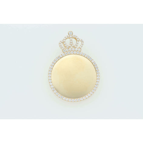 14 Karat Gold Cz Crown Photo Charm Small W:4.8
