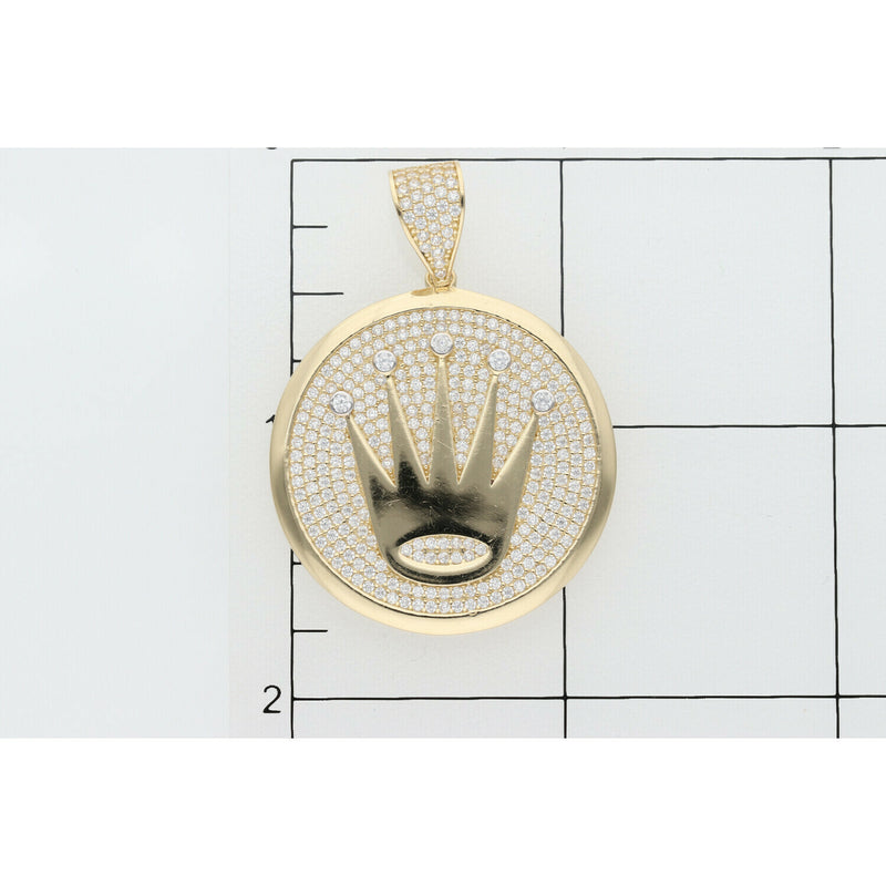 14 Karat Gold & Cz Crown Medal Charm