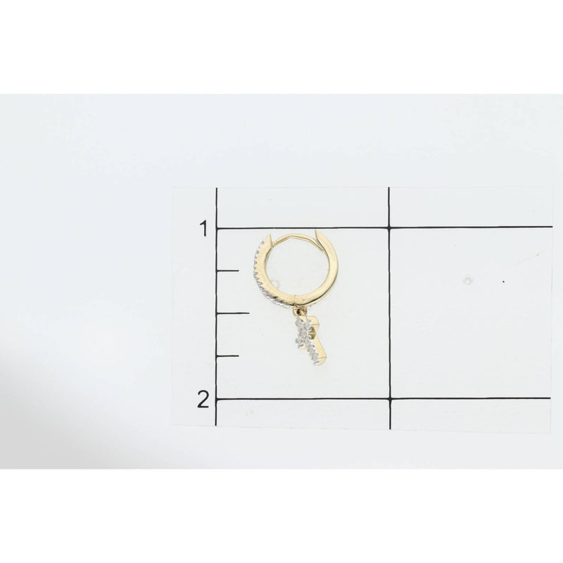 10K Gold & Cross Huggie 0.37ctw Diamond Ear W:2.2
