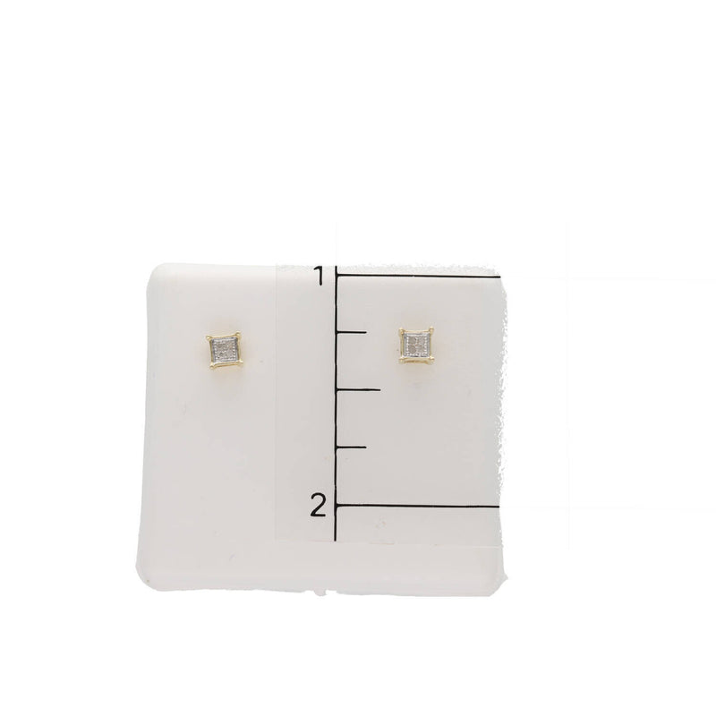 10k Gold & 0.03 ctw Diam Square Earr