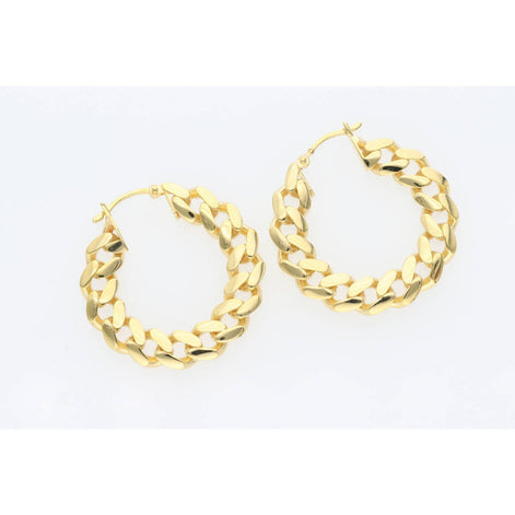 10 Karat Gold Cuban Link Hoops Earring W:6