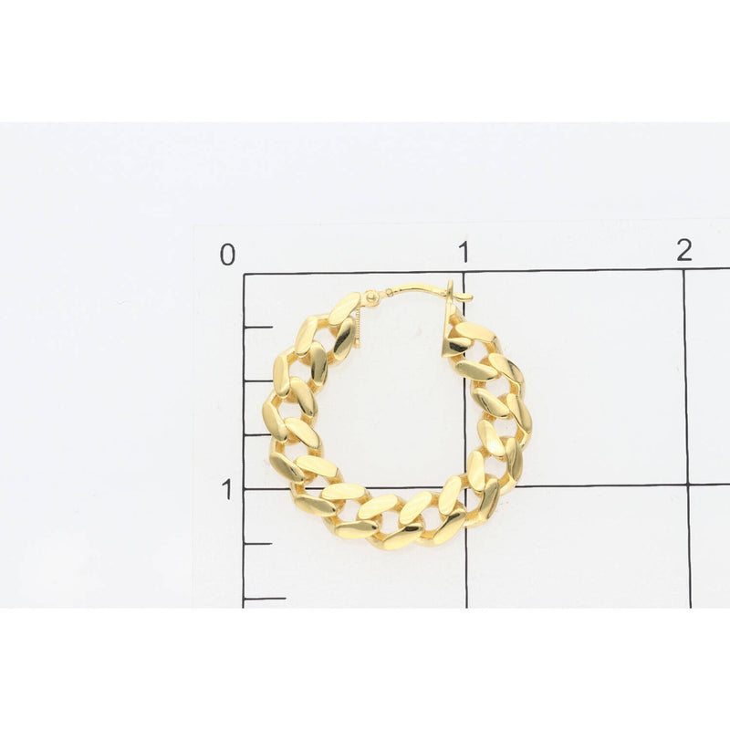 10 Karat Gold Cuban Link Hoops Earring W:6