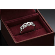 White Gold & cz Cuban Trio Wedding Ring