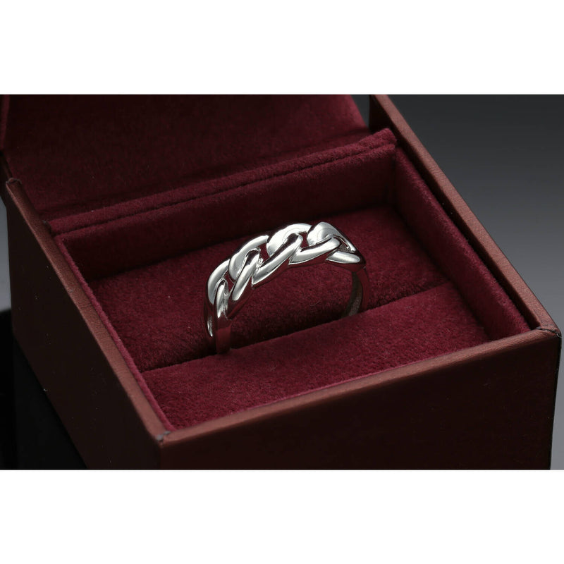 White Gold & cz Cuban Trio Wedding Ring