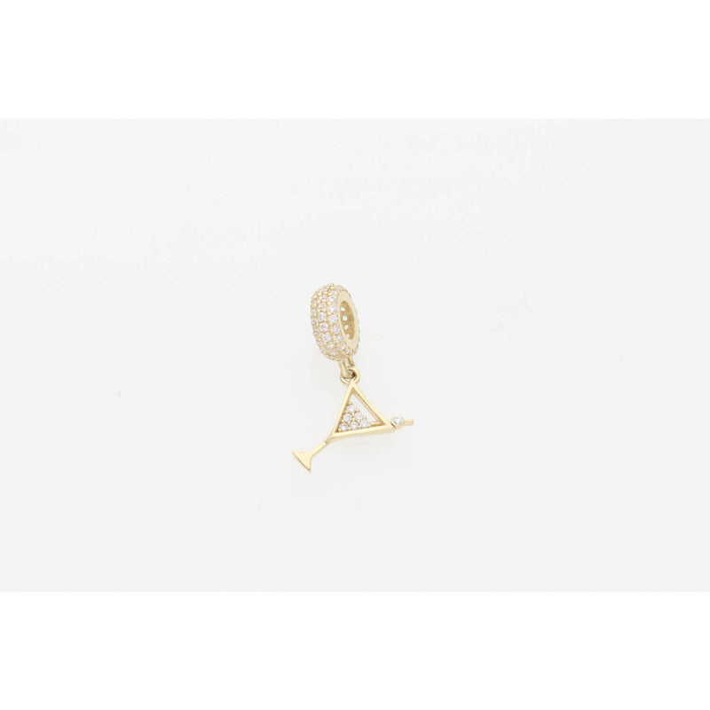 14K Gold & CZ Cup Charm W:1.4