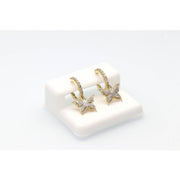 Real Gold Natural Diamond Butterfly Hoops