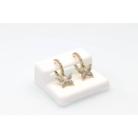 Gold Diamond Butterfly Hoops