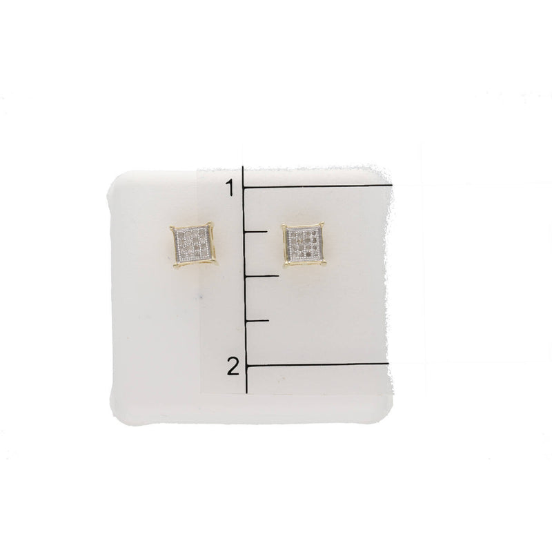 10K Gold & 1/10 ct Diam Square Earr