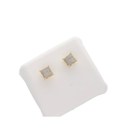 10K Gold & 1/10 ct Diam Square Earr