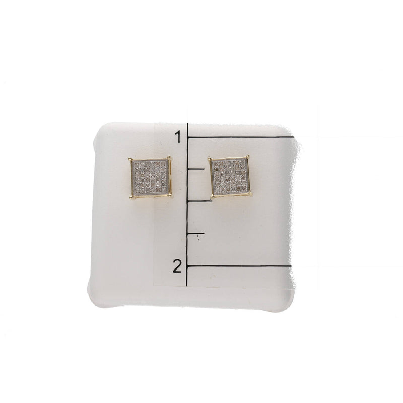 10K Gold &1/4 ct Diam Square Earr