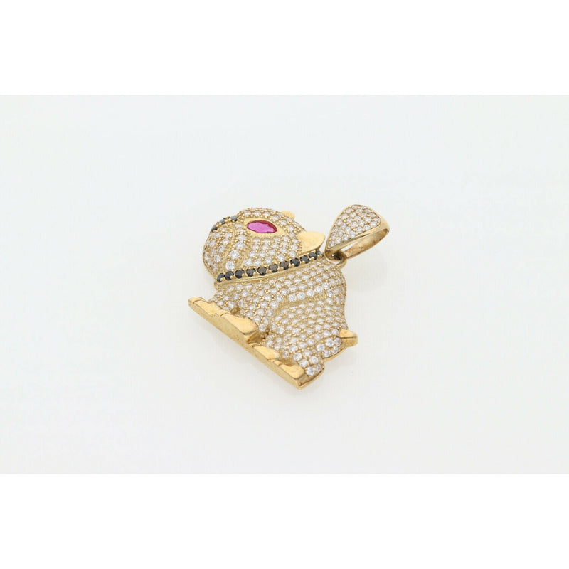 10 karat Gold & Cz Dog Charm W: 6.2g