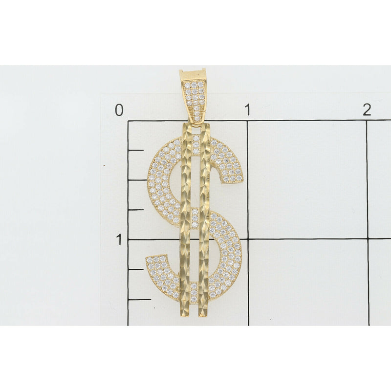 10K Gold & Cz Dollar "$" Pendant Charm