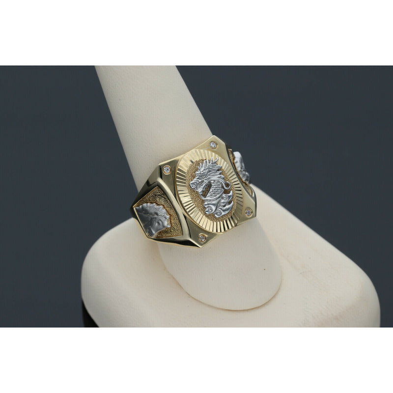 14 Karat Gold  Dragon and Horses Ring