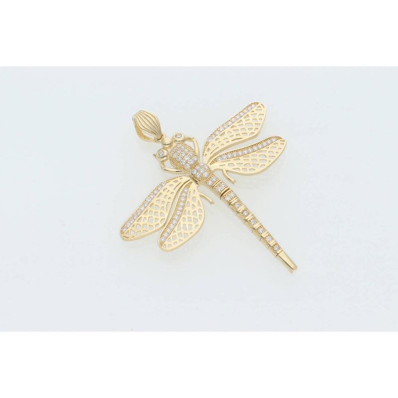 14 Karat Gold Cz Dragonfly Charm W:4