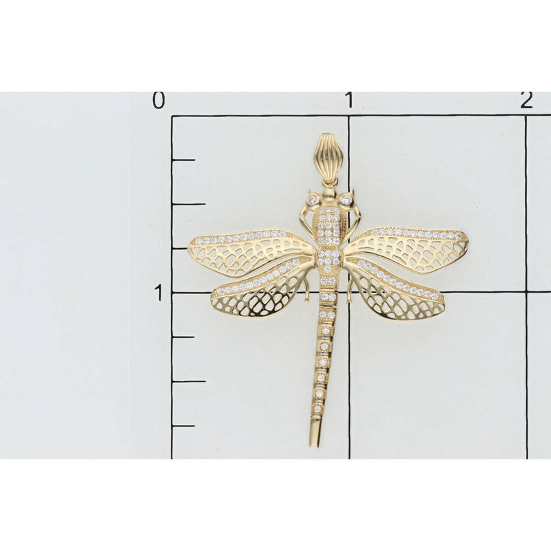 14 Karat Gold Cz Dragonfly Charm W:4