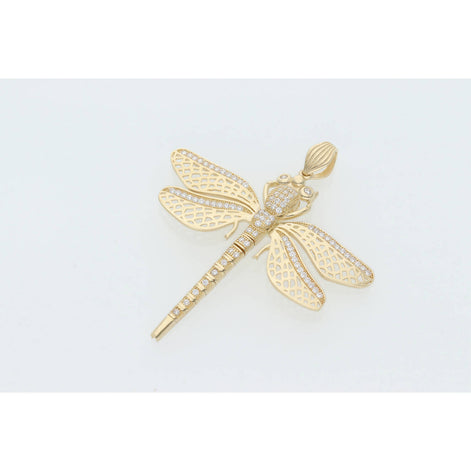 14 Karat Gold Cz Dragonfly Charm W:4
