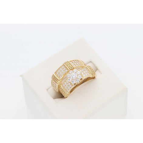 Gold & CZ Duo Wedding Maze Rings