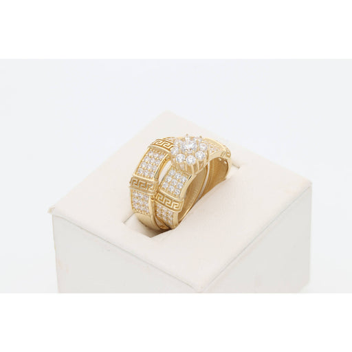 14K Gold & CZ Duo Wedding Maze Rings