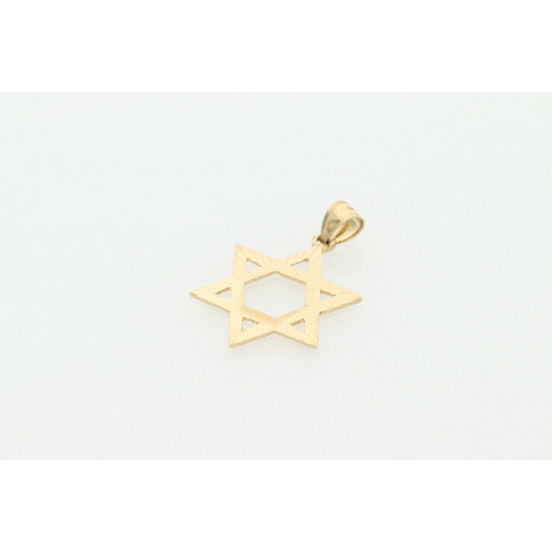 14 Karat Gold Textured David Star Charm W: 2.6