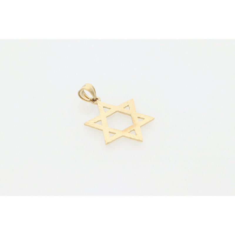 14 Karat Gold Textured David Star Charm W: 2.6