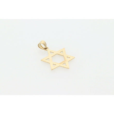 14 Karat Gold Textured David Star Charm W: 2.6