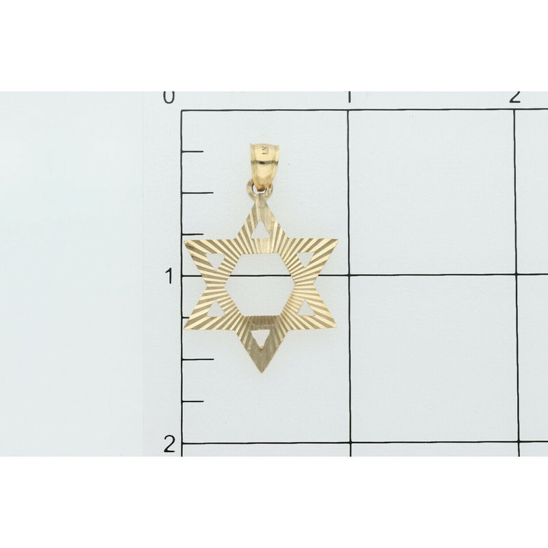14 Karat Gold Textured David Star Charm W: 2.6