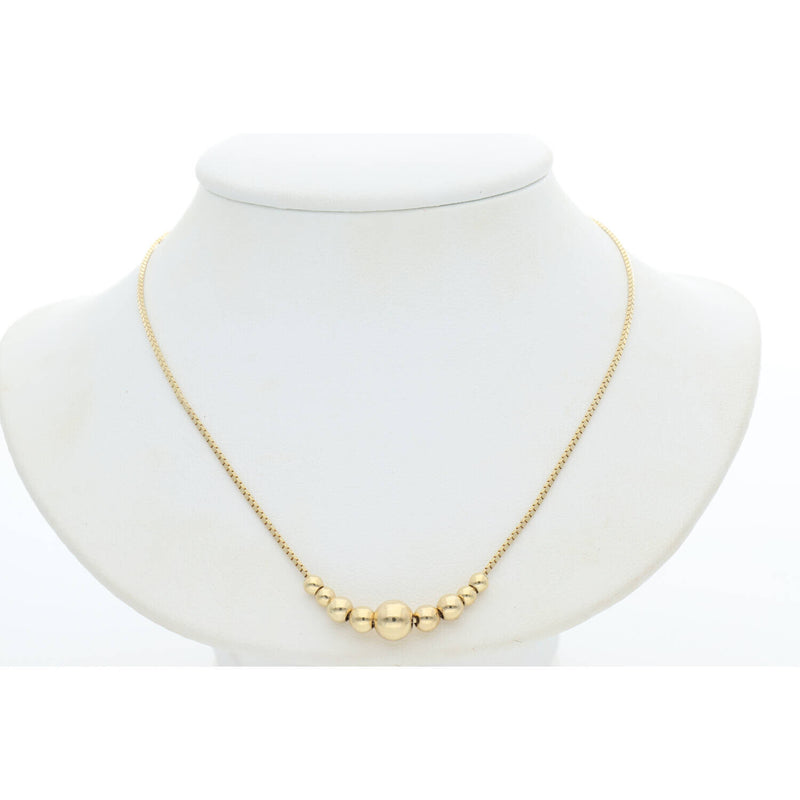 14K Gold Box Balls Necklaces 0.6mm 17" W:3.4