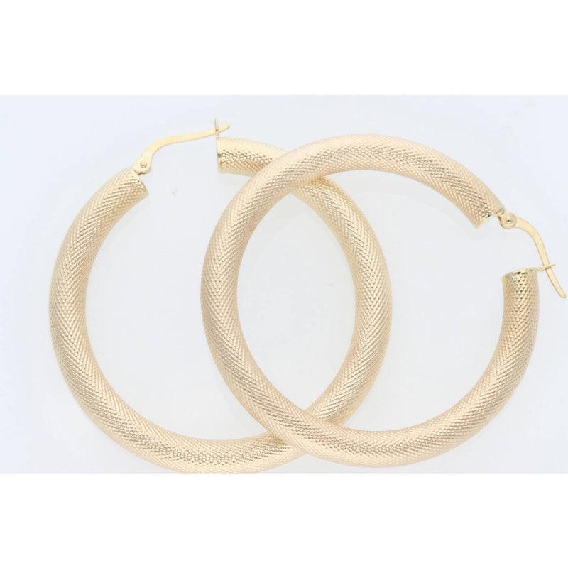 10K Gold Texture Hoop Earr 46 mm W:4.4