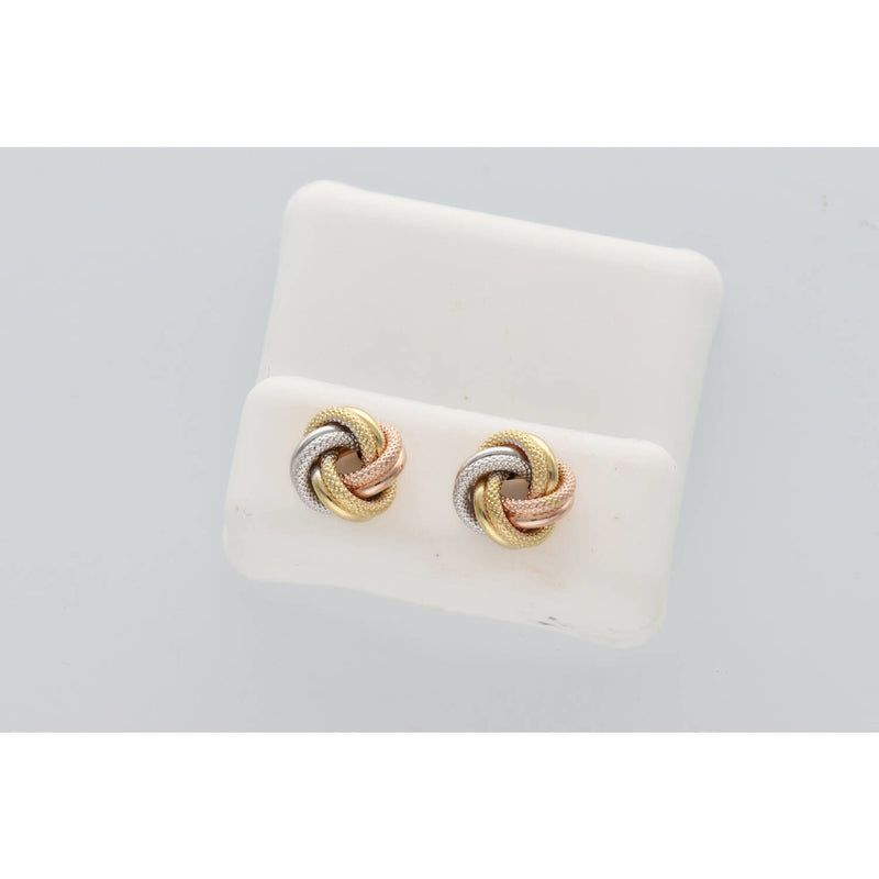 10K Gold Three Tone Knots Earrings W:1.1