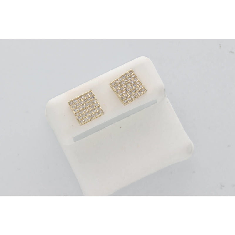 10K Gold & CZ Square Earr #3 W:2.4