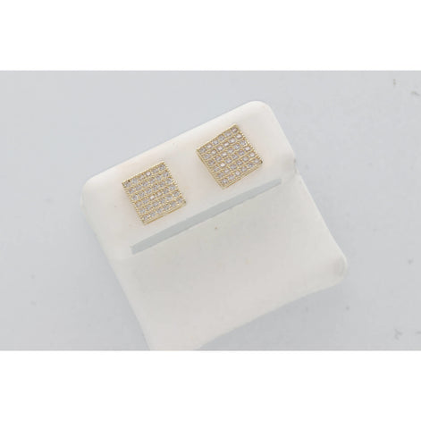 10K Gold & CZ Square Earr #3 W:2.4