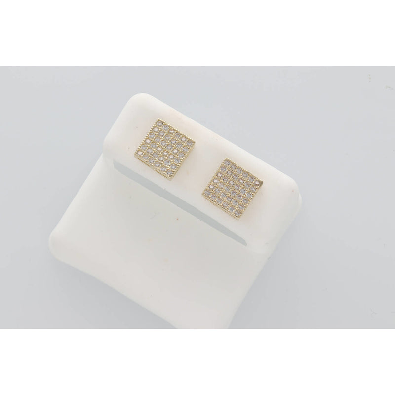 10K Gold & CZ Square Earr #3 W:2.4