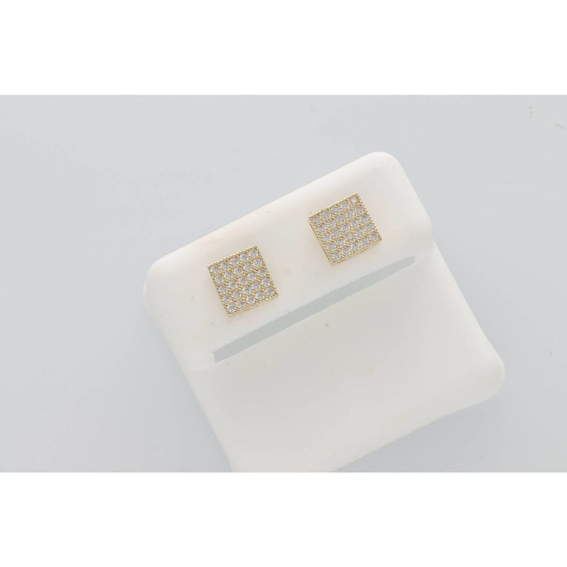 10K Gold & CZ Square Earr #2 W:2