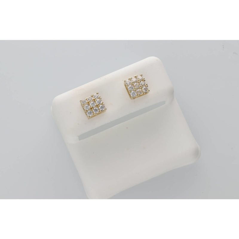 10K Gold & CZ Square Curv Stud Ear w: 1.3