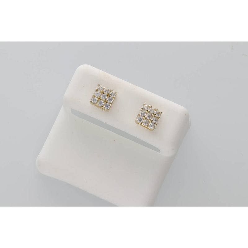 10K Gold & CZ Square Curv Stud Ear w: 1.3
