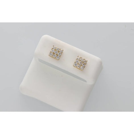 10K Gold & CZ Square Curv Stud Ear w: 1.3
