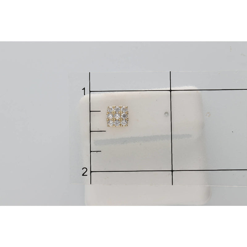 10K Gold & CZ Square Curv Stud Ear w: 1.3