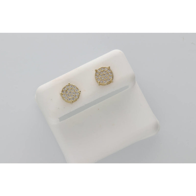 10K Gold & CZ Circ Stud Ear W: 1.4