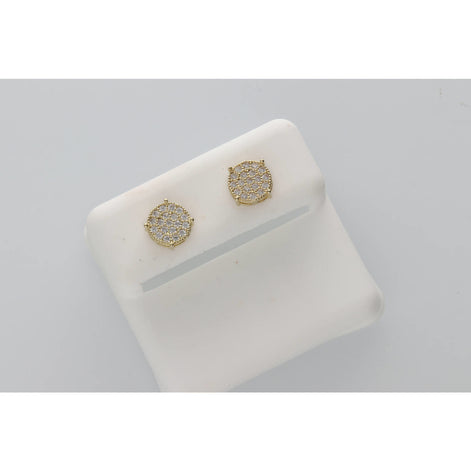 10K Gold & CZ Circ Stud Ear W: 1.4