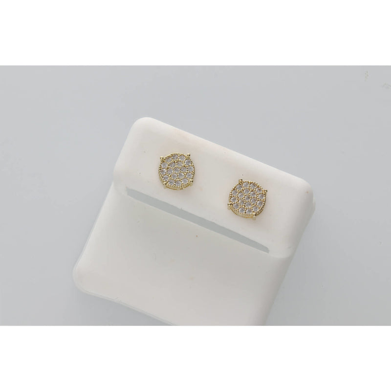 10K Gold & CZ Circ Stud Ear W: 1.4