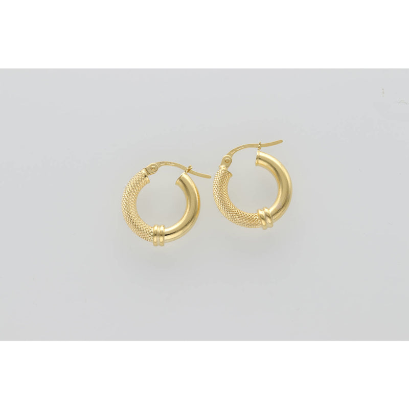14K Gold Two Text Hoop #2 Earr W:1.5