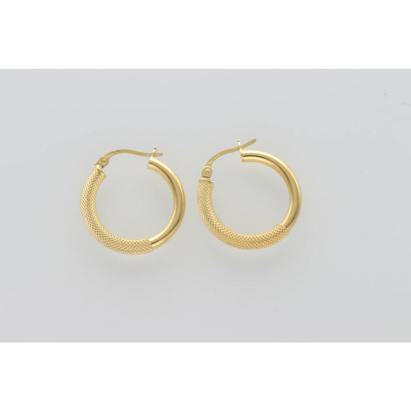 14K Gold Two Text Hoop #2 Earr W:1.5