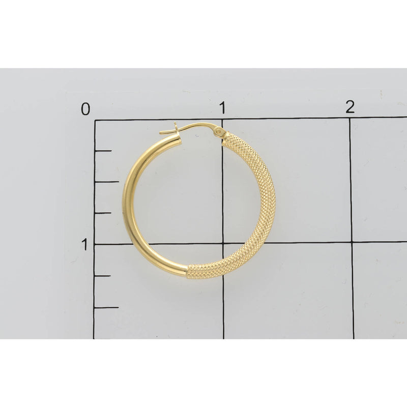 14K Gold Two Text Hoop #3 Earr W:2.1