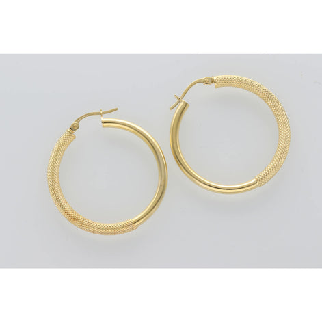 14K Gold Two Text Hoop #3 Earr W:2.1